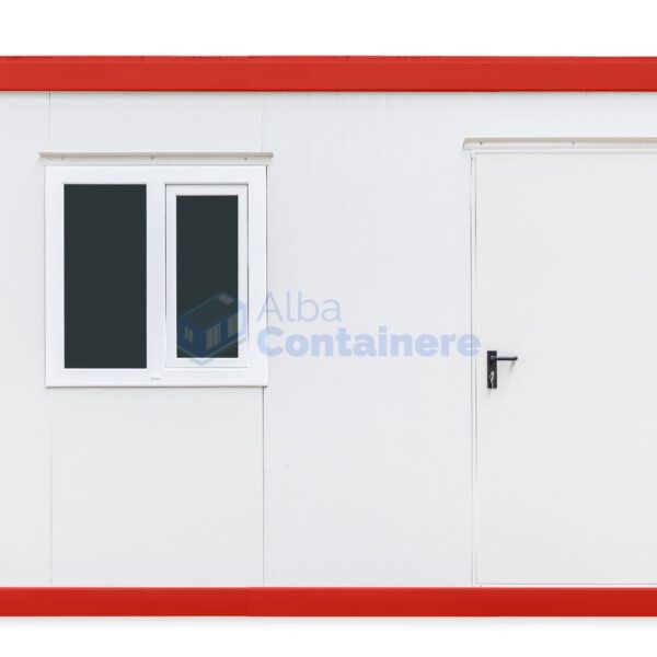 container birou alba 4metri 1geam rosu