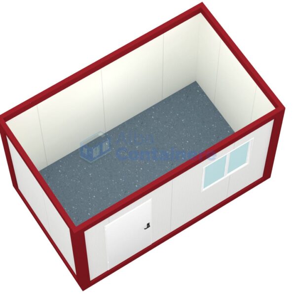 container birou alba 4metri 1geam rosu1