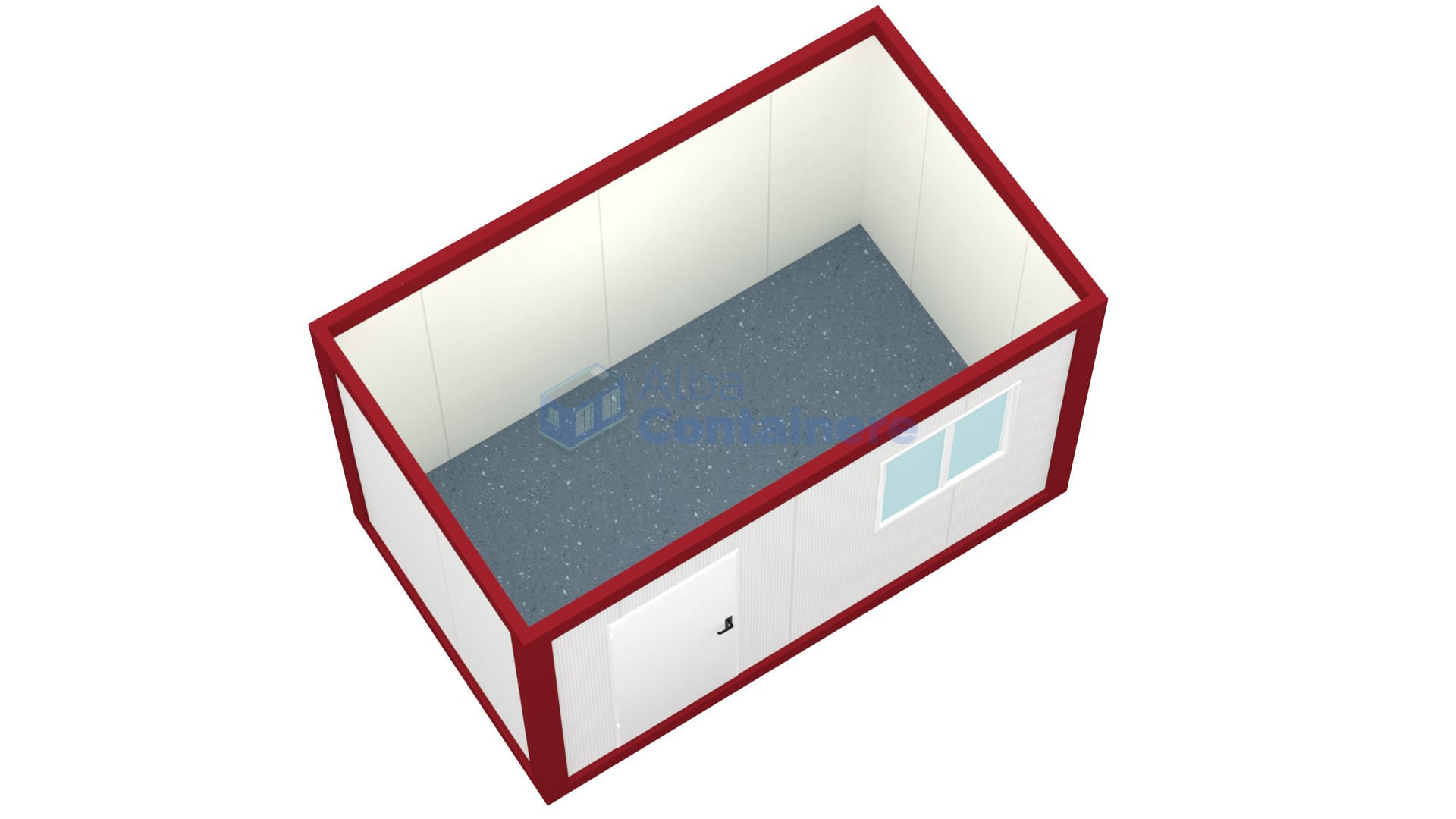 container birou alba 4metri 1geam rosu1