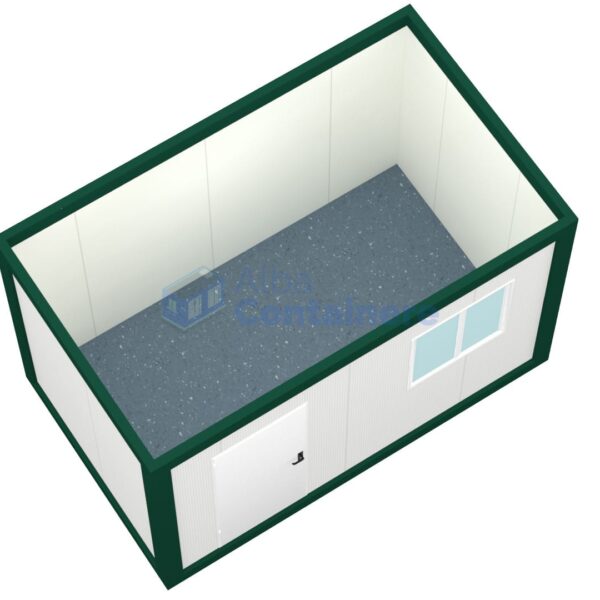 container birou alba 4metri 1geam verde1