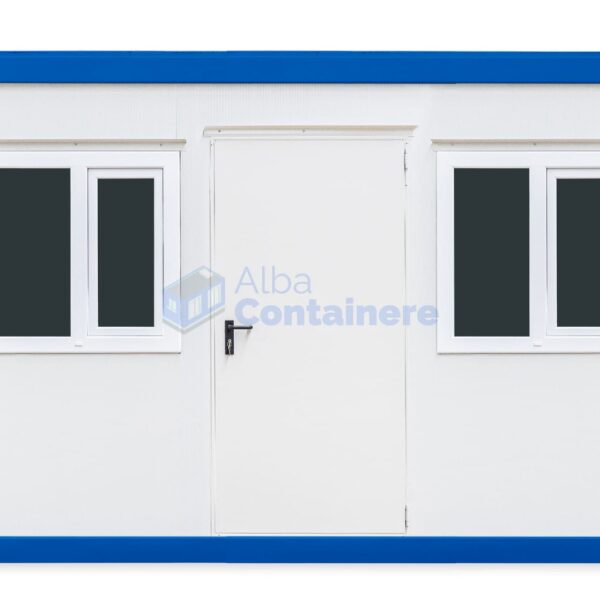 container birou alba 4metri 2geamuri albastru