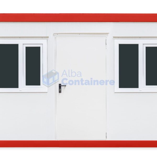 container birou alba 4metri 2geamuri rosu