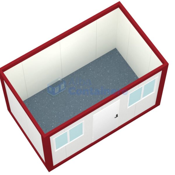 container birou alba 4metri 2geamuri rosu2