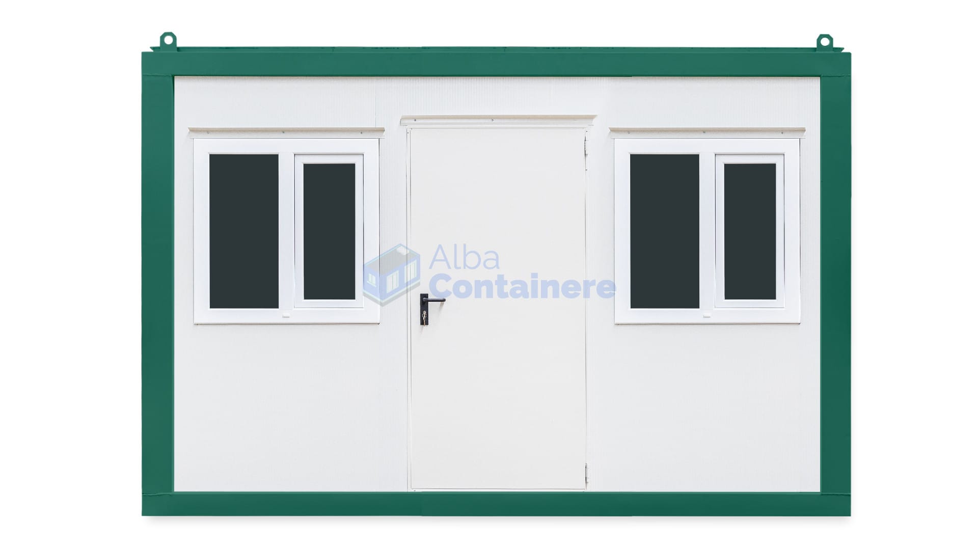 container birou alba 4metri 2geamuri verde