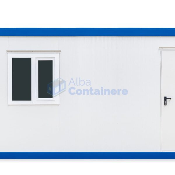 container birou alba 6metri 1geam albastru