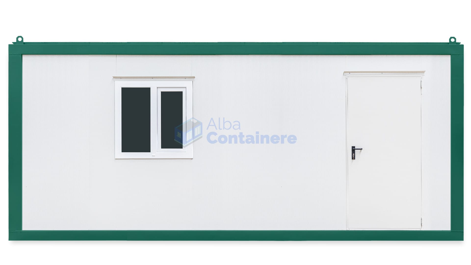 container birou alba 6metri 1geam verde