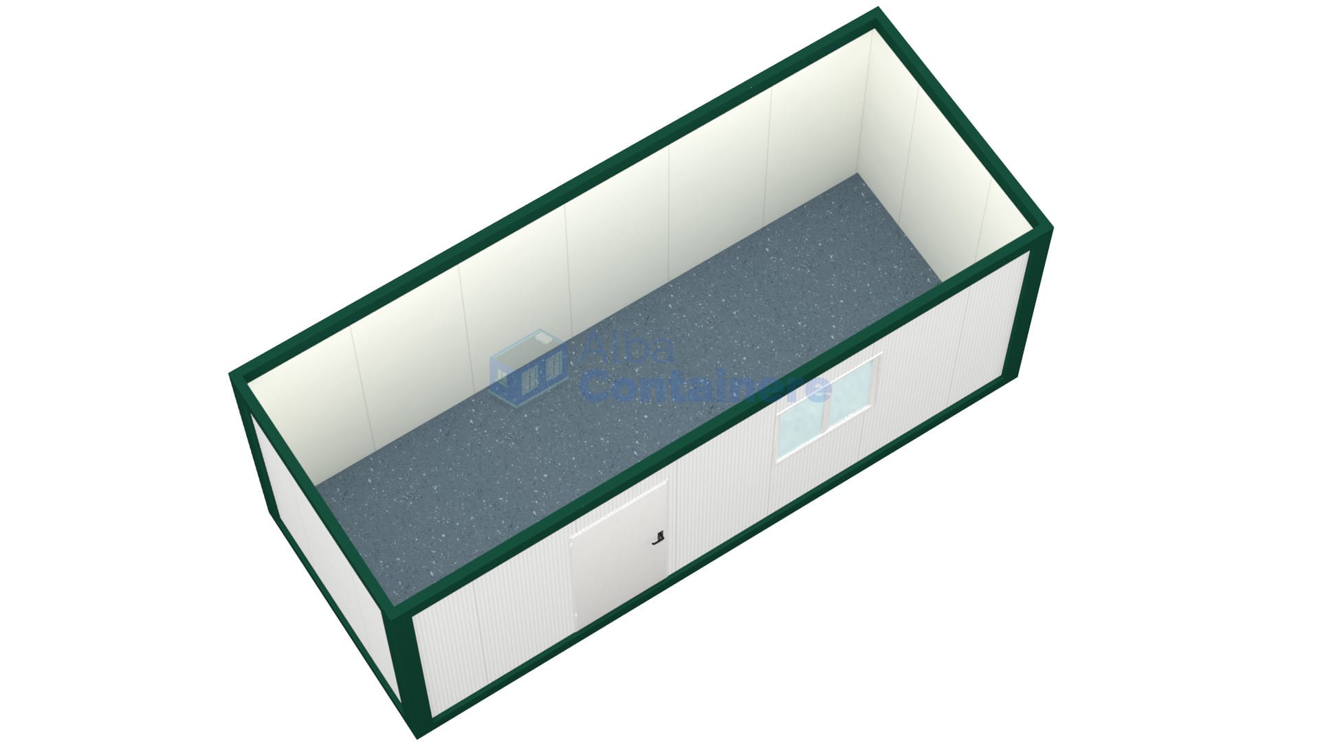 container birou alba 6metri 1geam verde2