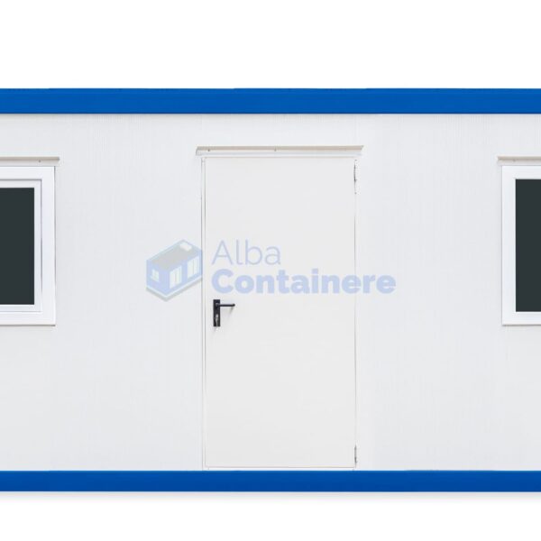 container birou alba 6metri 2geamuri albastru