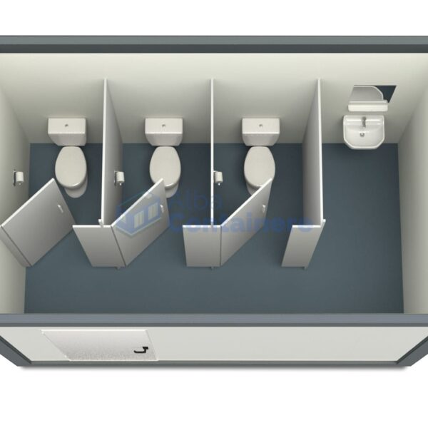 container sanitar alba 4metri 3wc gri