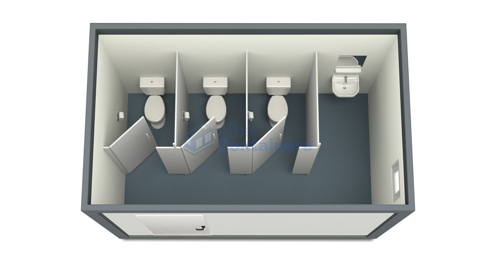 container sanitar alba 4metri 3wc gri