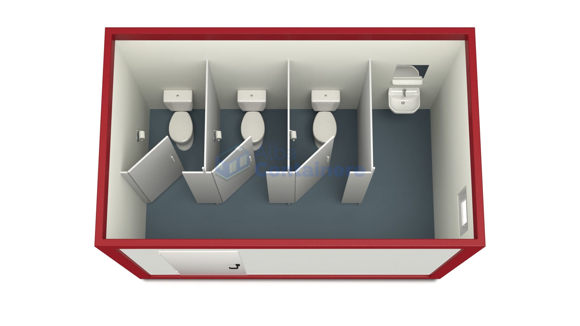container sanitar alba 4metri 3wc rosu