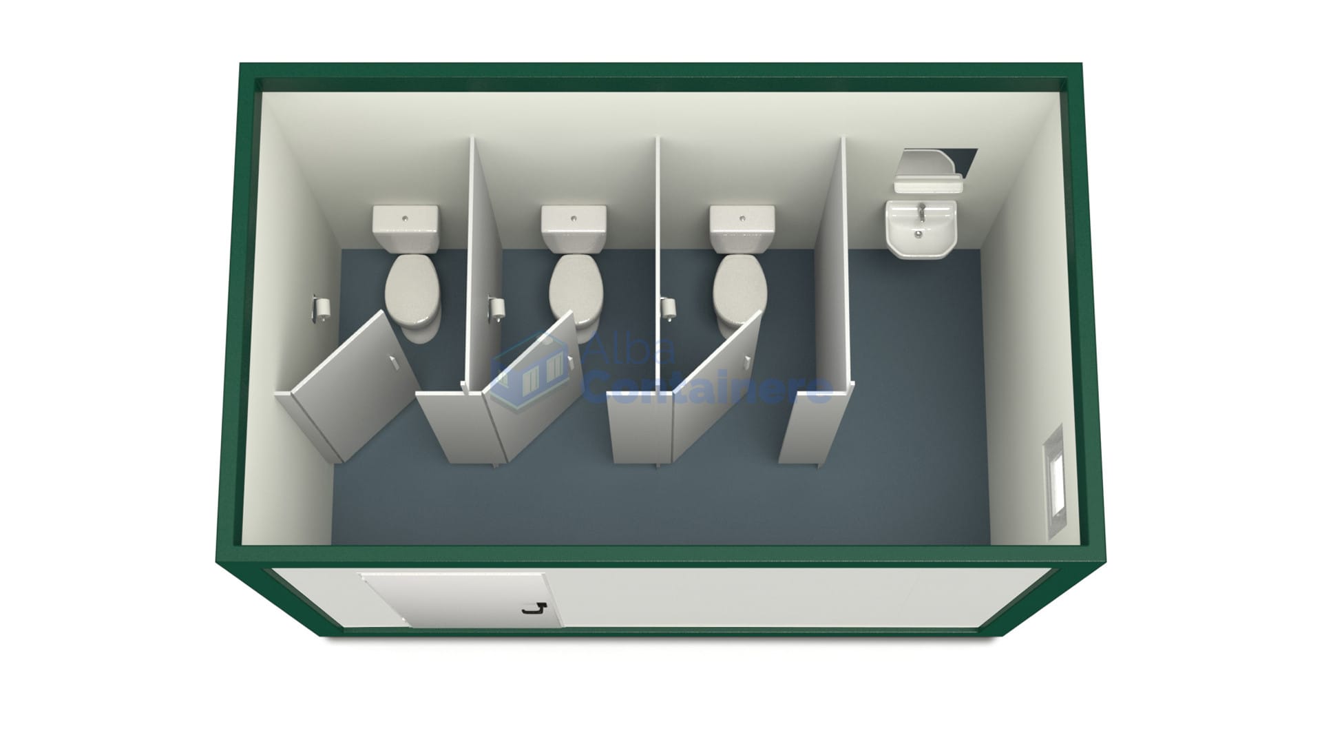 container sanitar alba 4metri 3wc verde