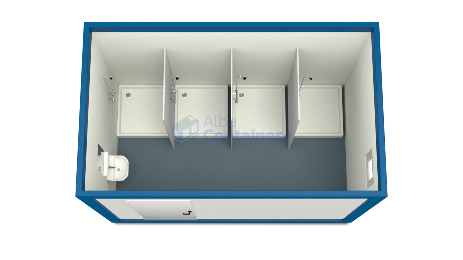 container sanitar alba 4metri 4dusuri albastru