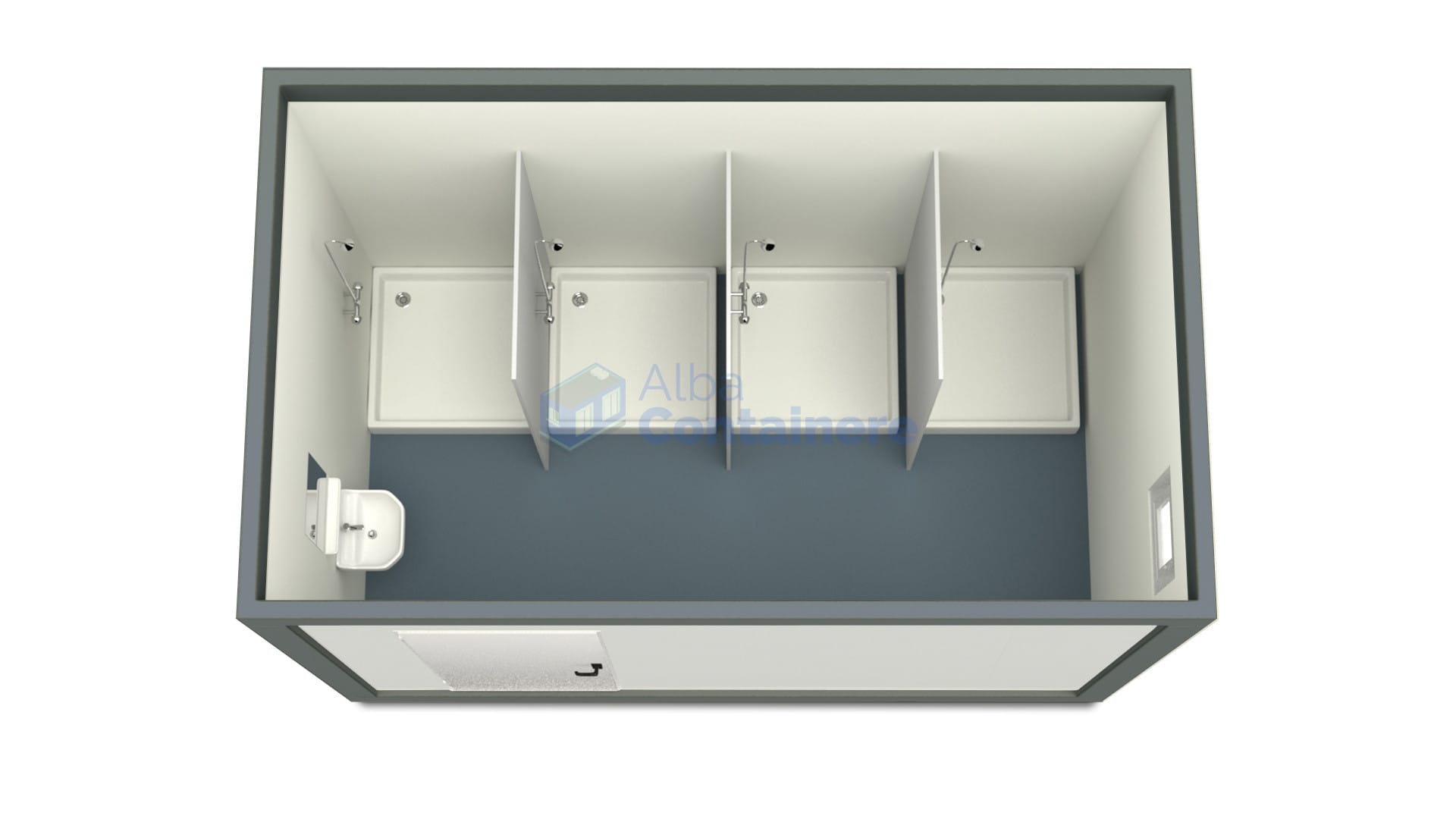 container sanitar alba 4metri 4dusuri gri