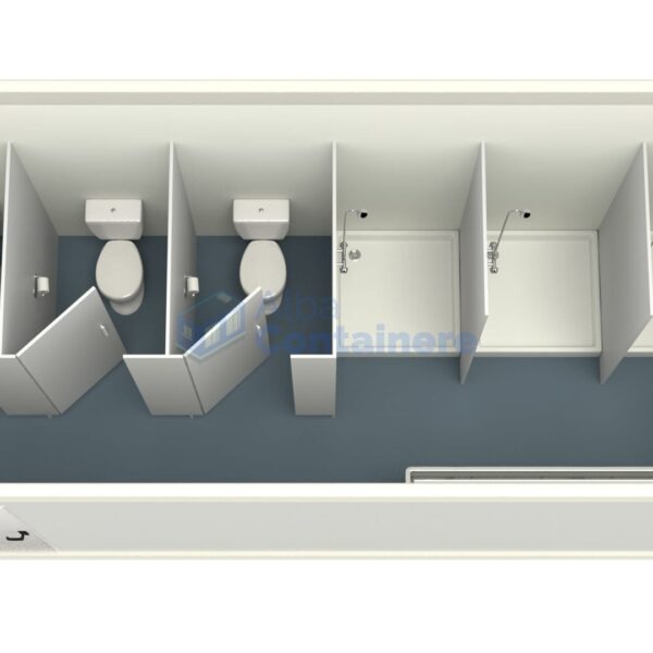 container sanitar alba 6metri 3dusuri 3wc alb